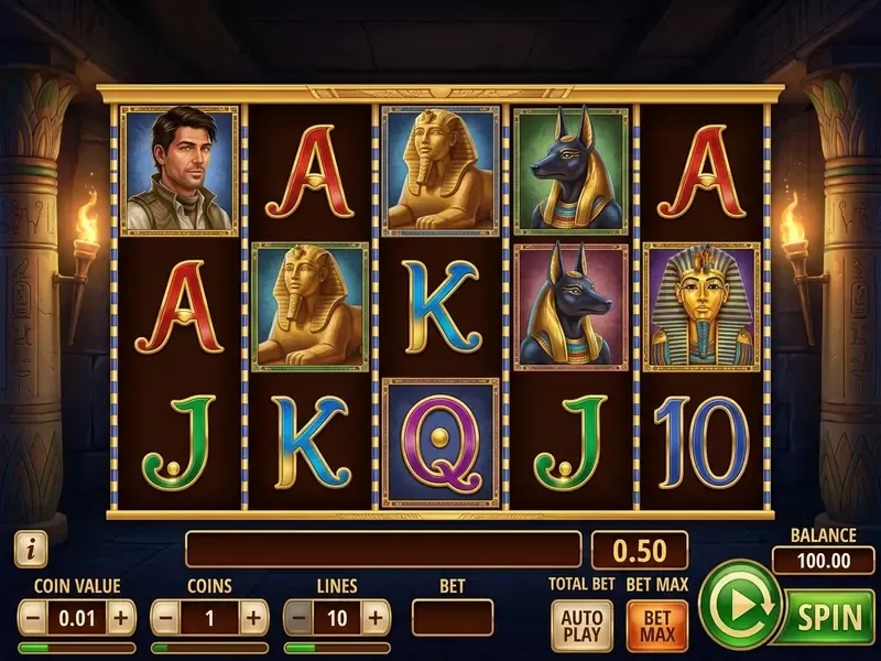 book of dead play interface controls and buttons